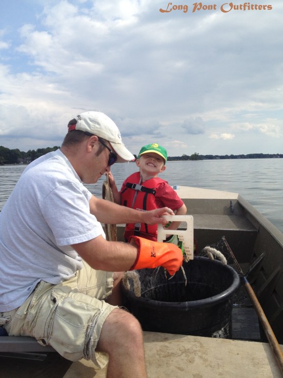 My nephew assisting in culling crabs on our last trip out for the 2014 Crabbing Season!
